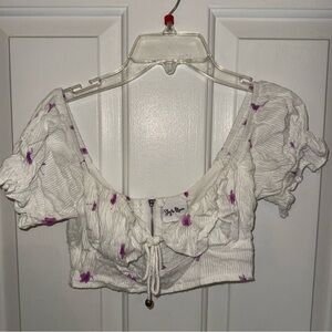 Ribbed Floral Crop Top SIZE SMALL